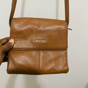 Calvin Klein Tan Leather Crossbody Bag
